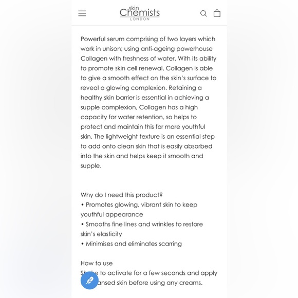 skinChemists Pure Collagen 5% Biphase Serum 30ml - Picture 2 of 8